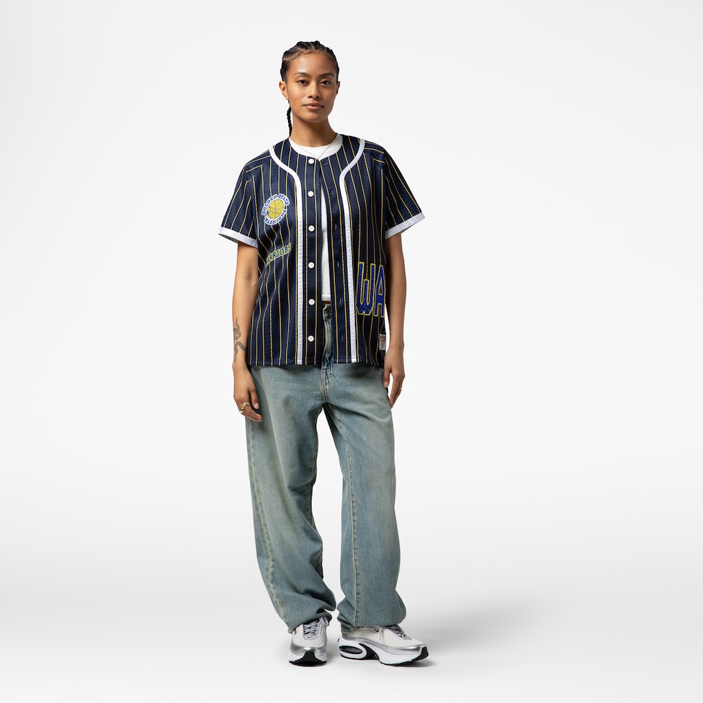 Women's Golden State Warriors Mitchell & Ness x DANNIJO Blue Fashion Baseball Jersey