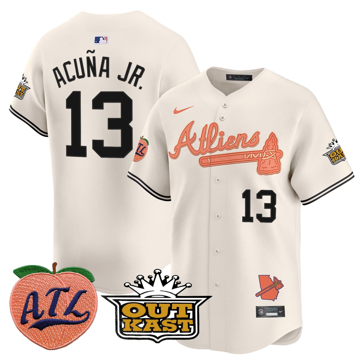 Men’s Atlanta Atliens & Peach Vapor Premier Limited Jersey