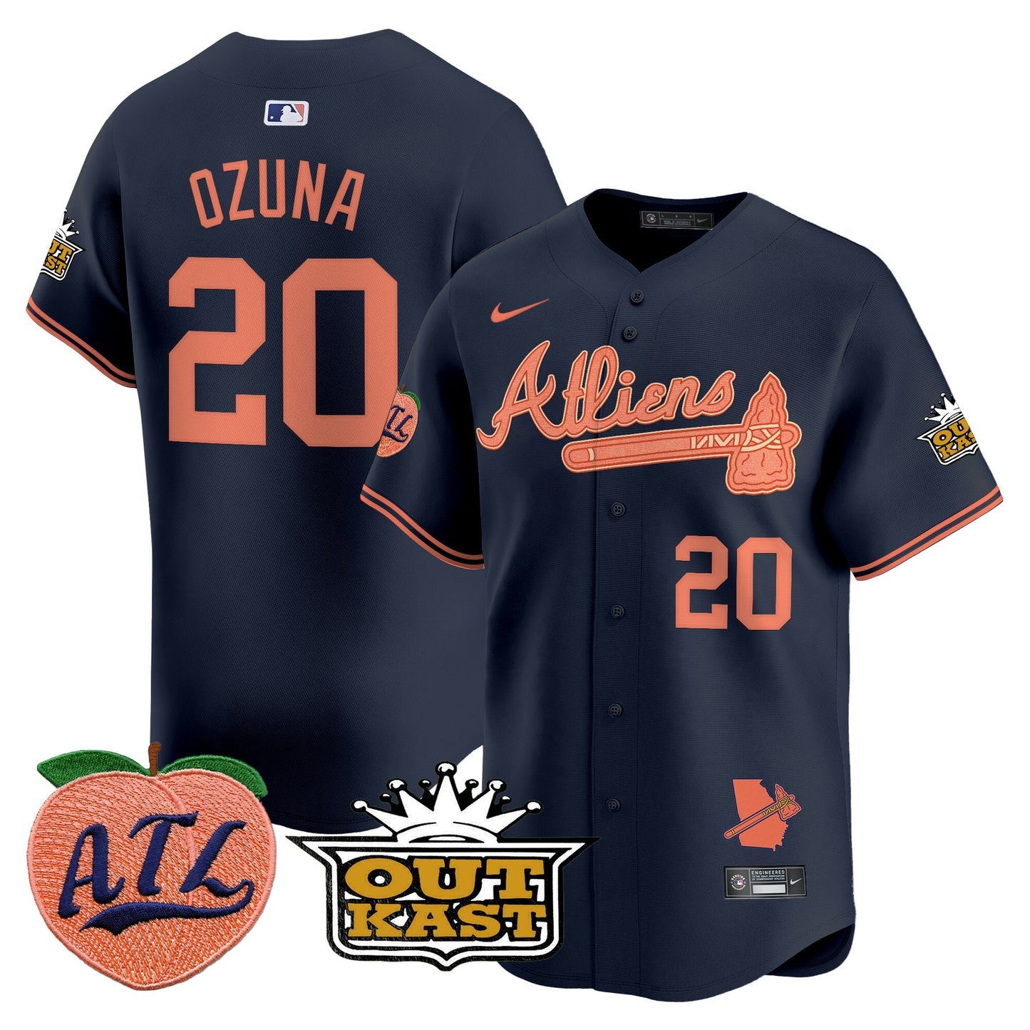 Men’s Atlanta Atliens & Peach Vapor Premier Limited Jersey