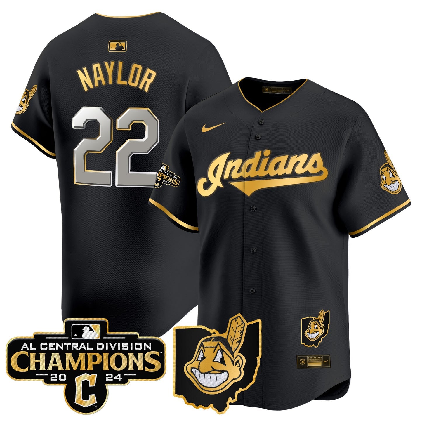 Men’s Cleveland Indians 2024 AL Central Division Champions Vapor Premier Limited Jersey Skip to product information