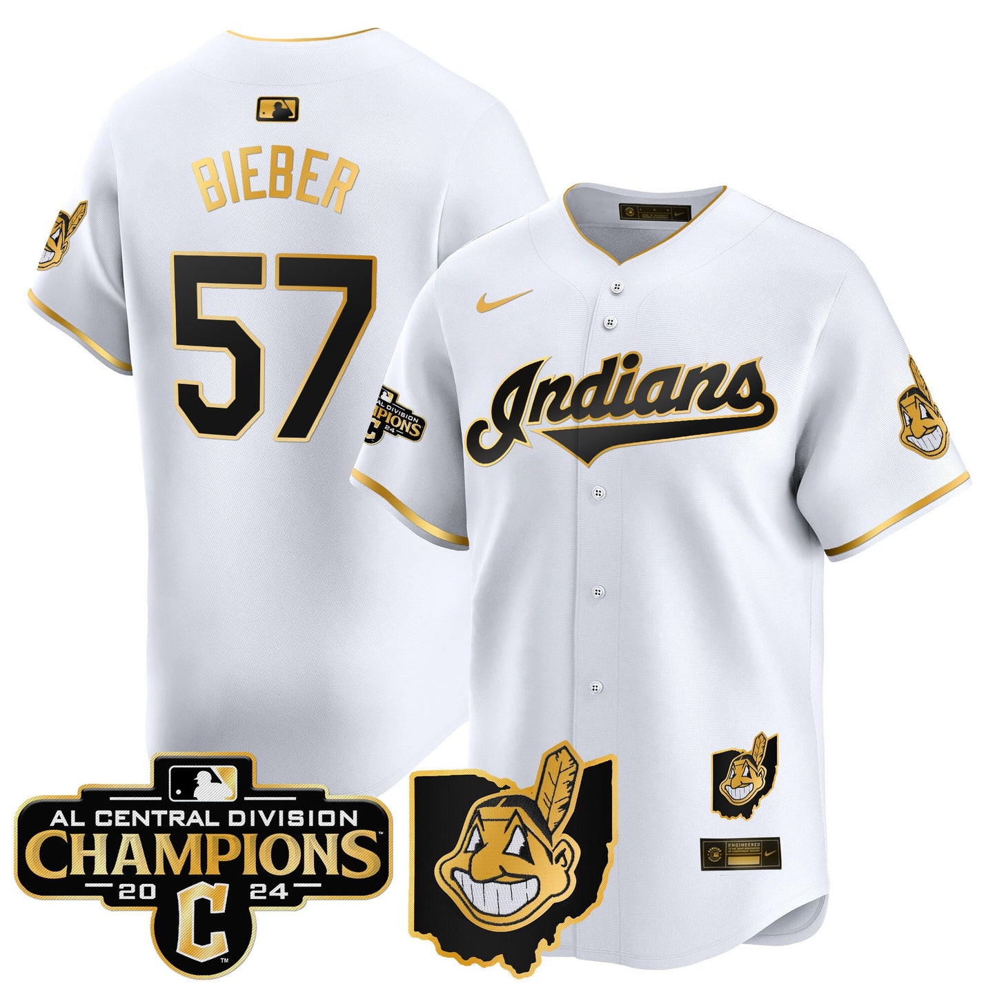 Men’s Cleveland Indians 2024 AL Central Division Champions Vapor Premier Limited Jersey Skip to product information