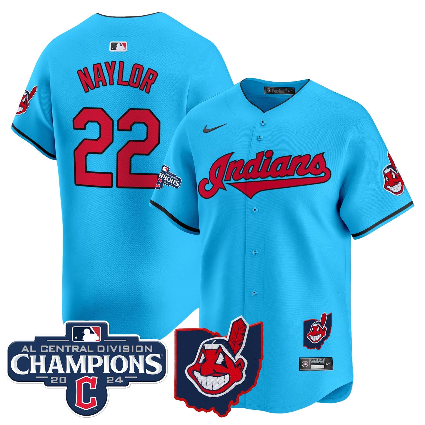 Men’s Cleveland Indians 2024 AL Central Division Champions Vapor Premier Limited Jersey Skip to product information