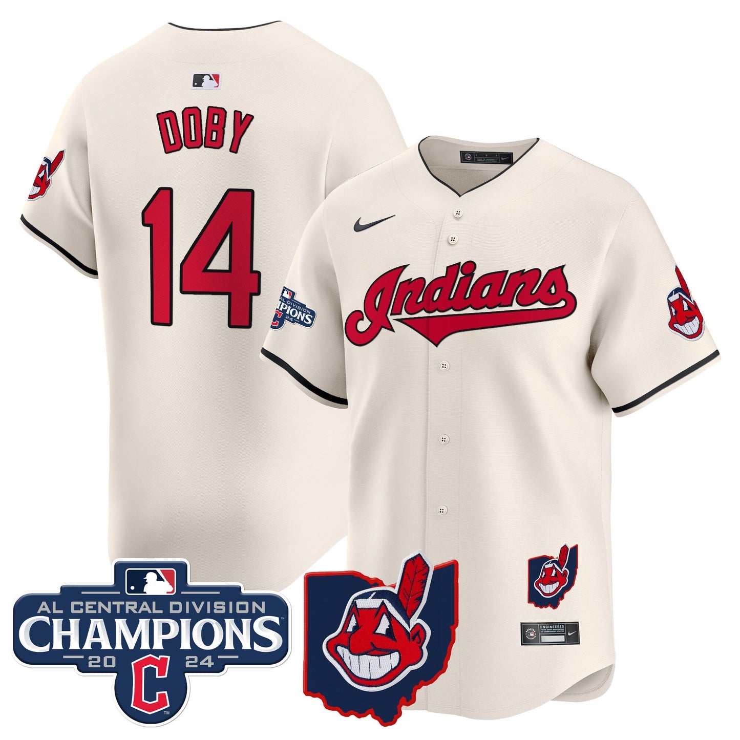 Men’s Cleveland Indians 2024 AL Central Division Champions Vapor Premier Limited Jersey Skip to product information