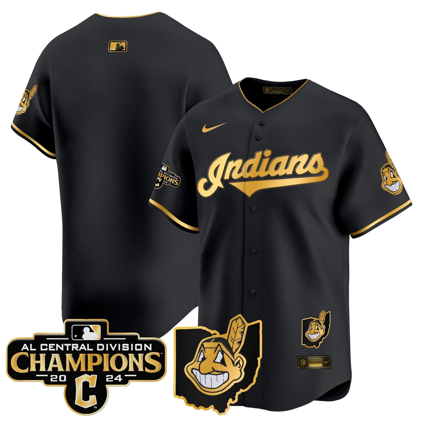 Men’s Cleveland Indians 2024 AL Central Division Champions Vapor Premier Limited Jersey Skip to product information