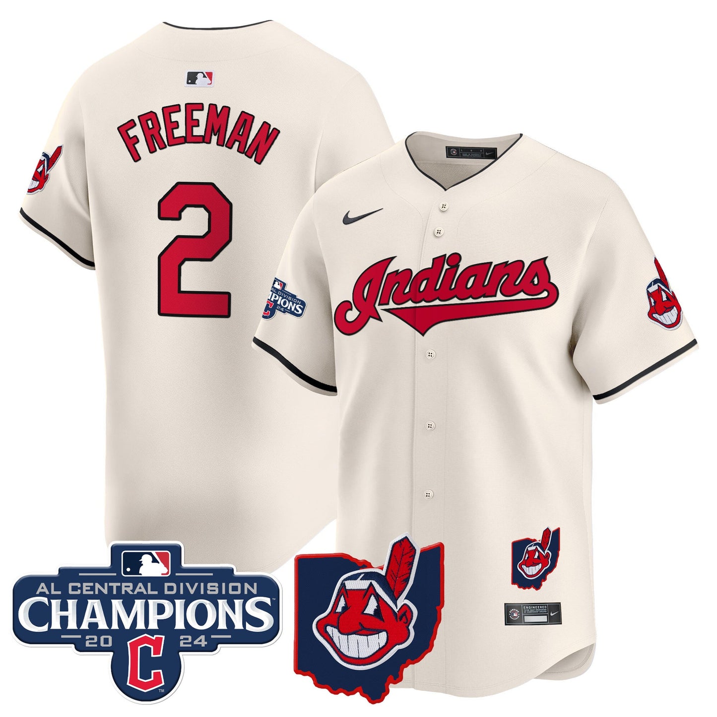 Men’s Cleveland Indians 2024 AL Central Division Champions Vapor Premier Limited Jersey Skip to product information
