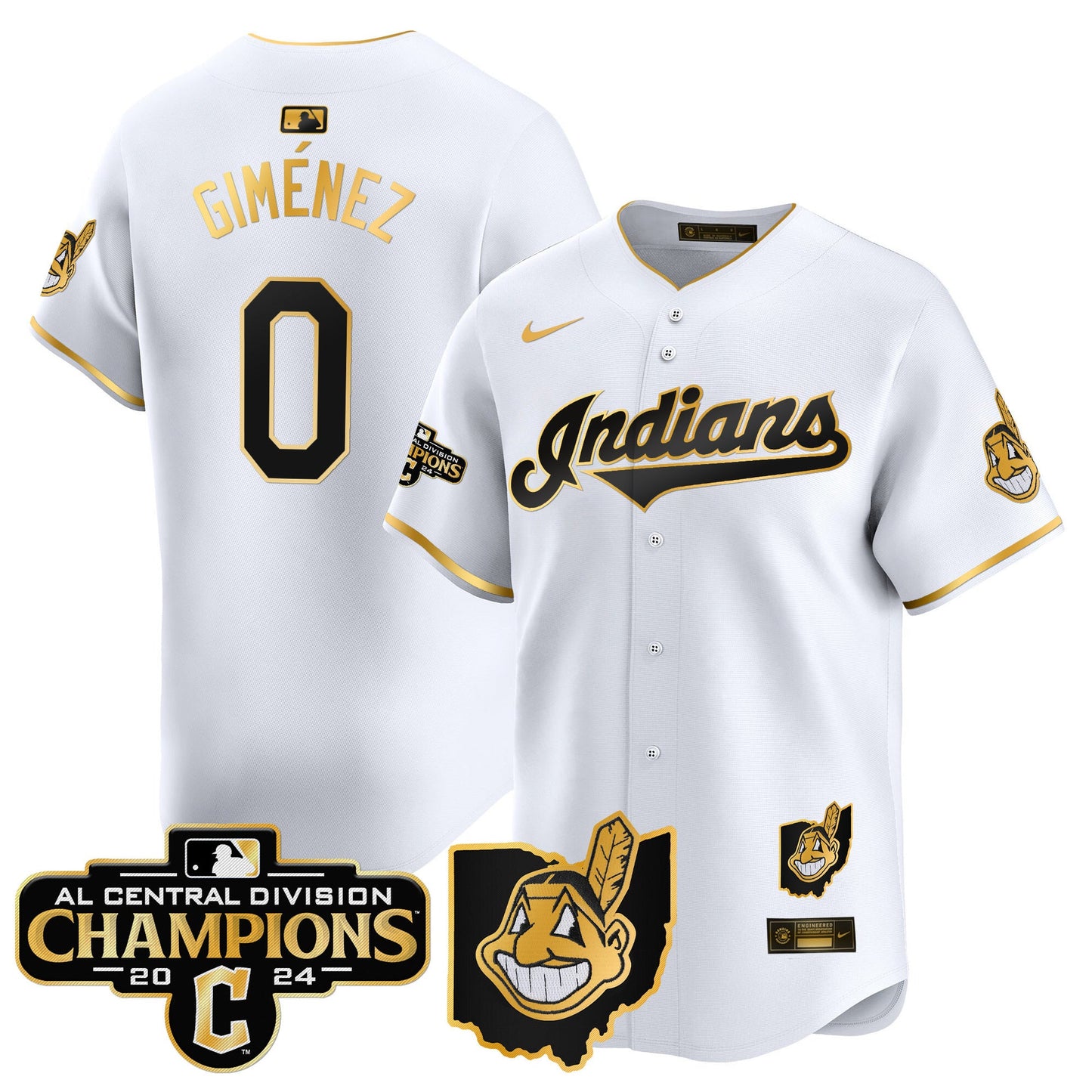 Men’s Cleveland Indians 2024 AL Central Division Champions Vapor Premier Limited Jersey Skip to product information