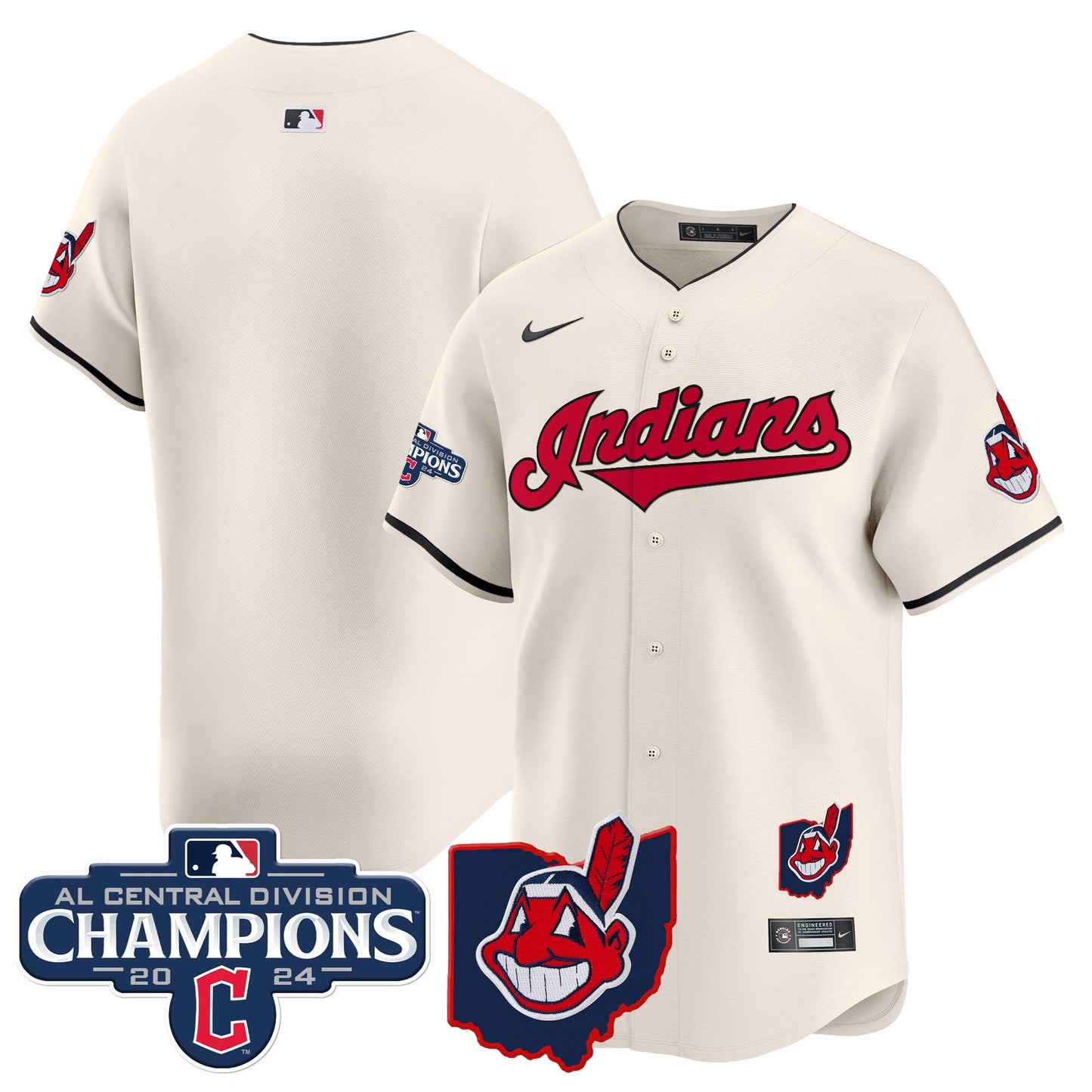 Men’s Cleveland Indians 2024 AL Central Division Champions Vapor Premier Limited Jersey Skip to product information