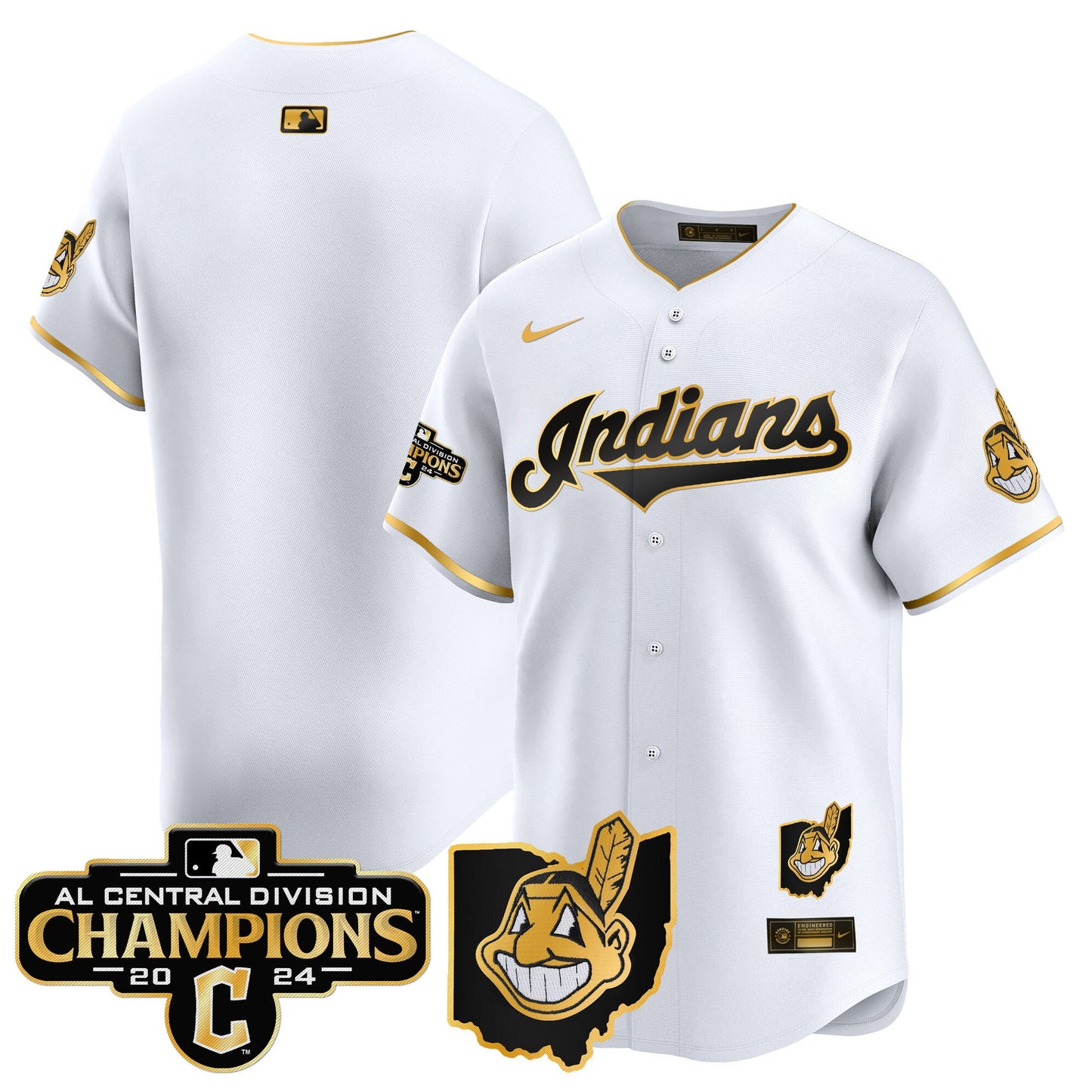 Men’s Cleveland Indians 2024 AL Central Division Champions Vapor Premier Limited Jersey Skip to product information