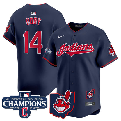 Men’s Cleveland Indians 2024 AL Central Division Champions Vapor Premier Limited Jersey Skip to product information