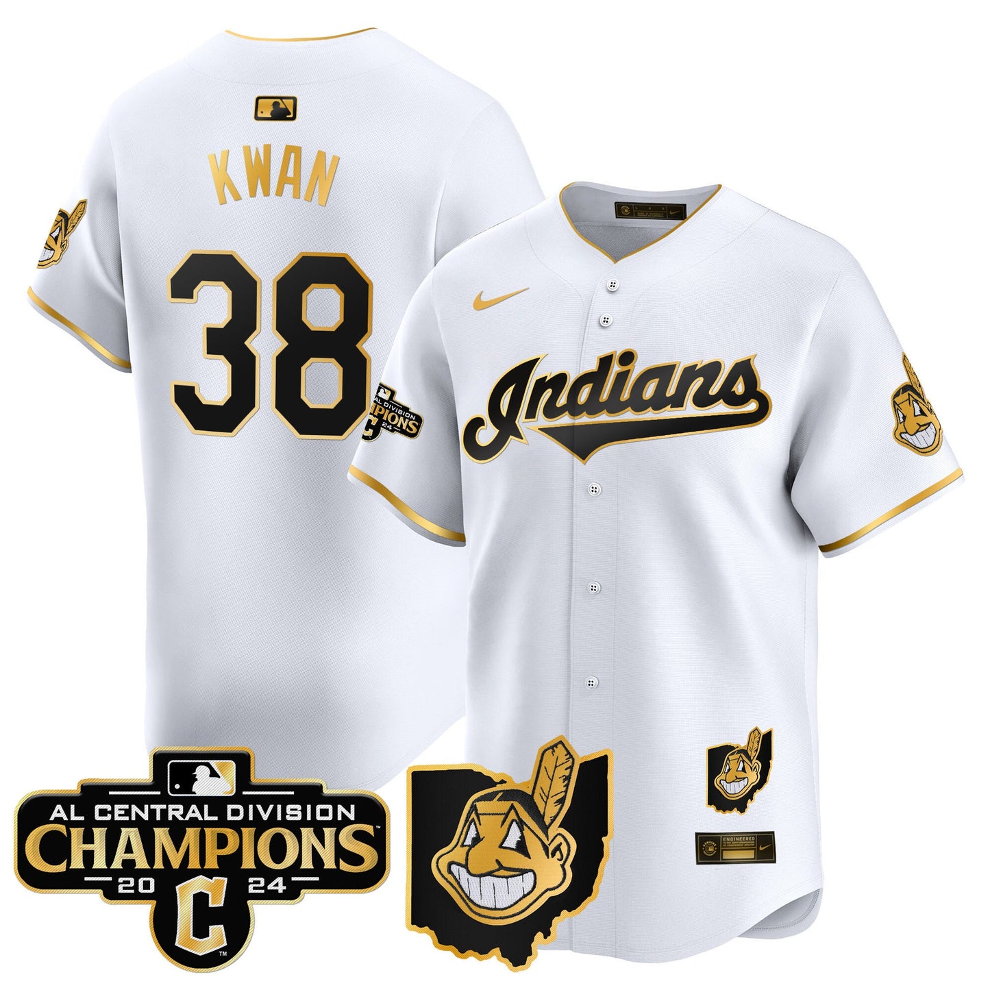 Men’s Cleveland Indians 2024 AL Central Division Champions Vapor Premier Limited Jersey Skip to product information