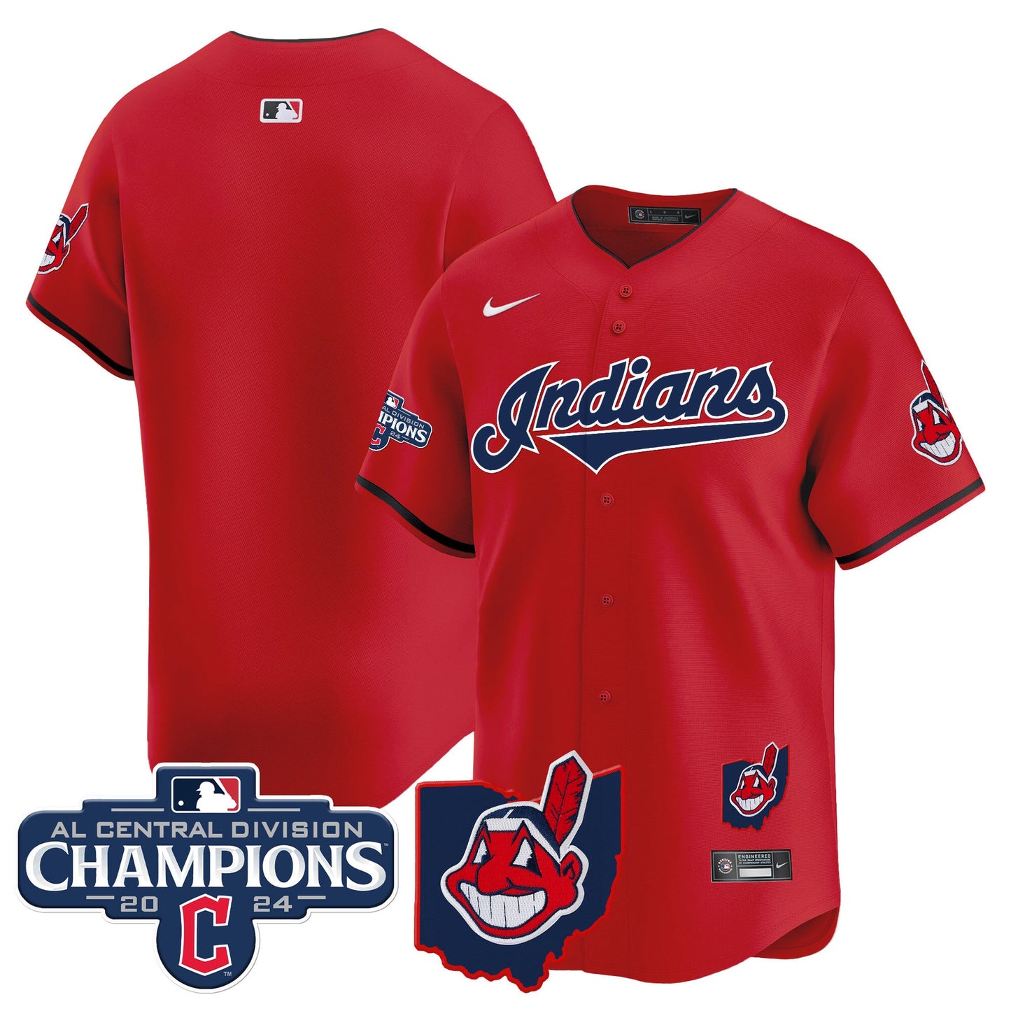 Men’s Cleveland Indians 2024 AL Central Division Champions Vapor Premier Limited Jersey Skip to product information