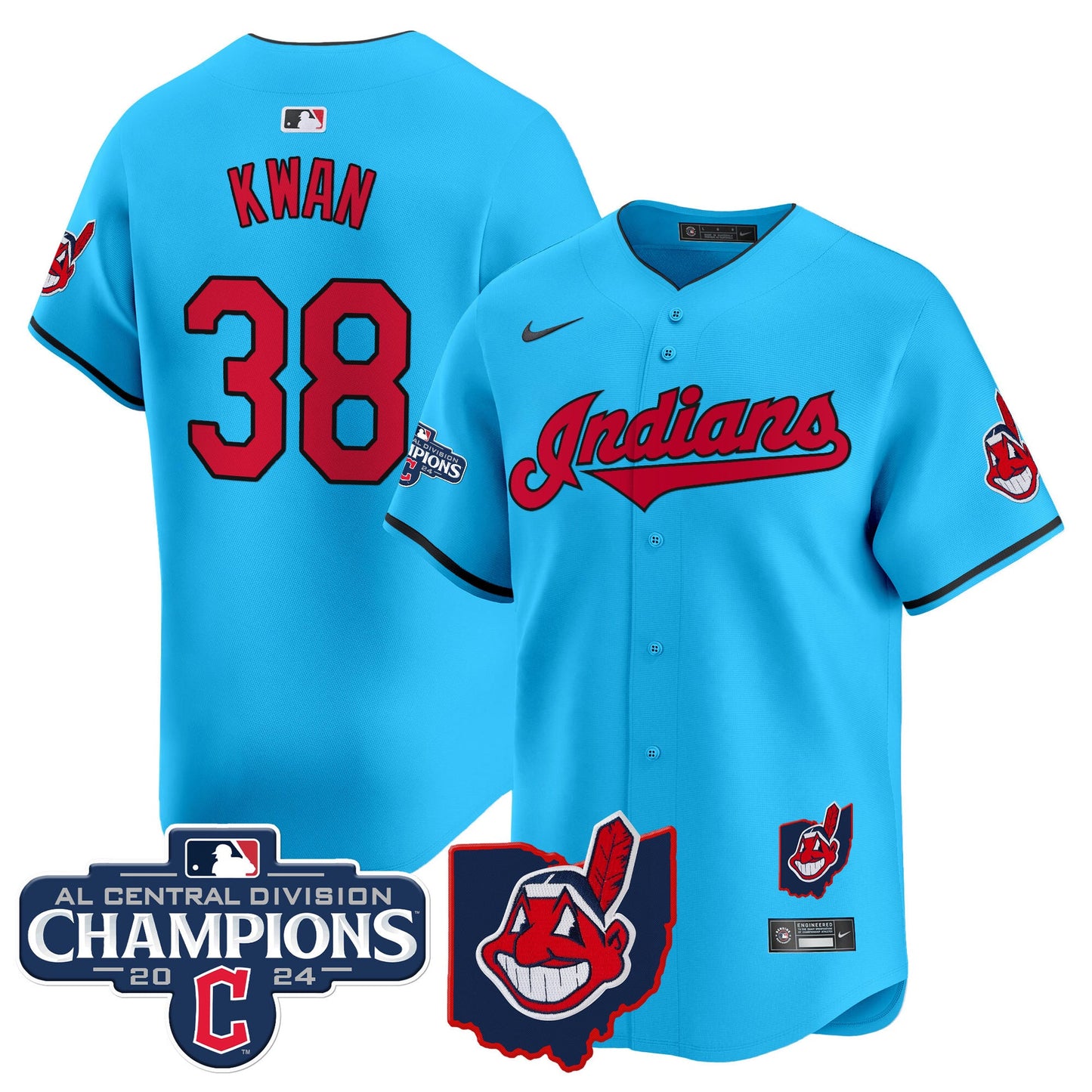 Men’s Cleveland Indians 2024 AL Central Division Champions Vapor Premier Limited Jersey Skip to product information