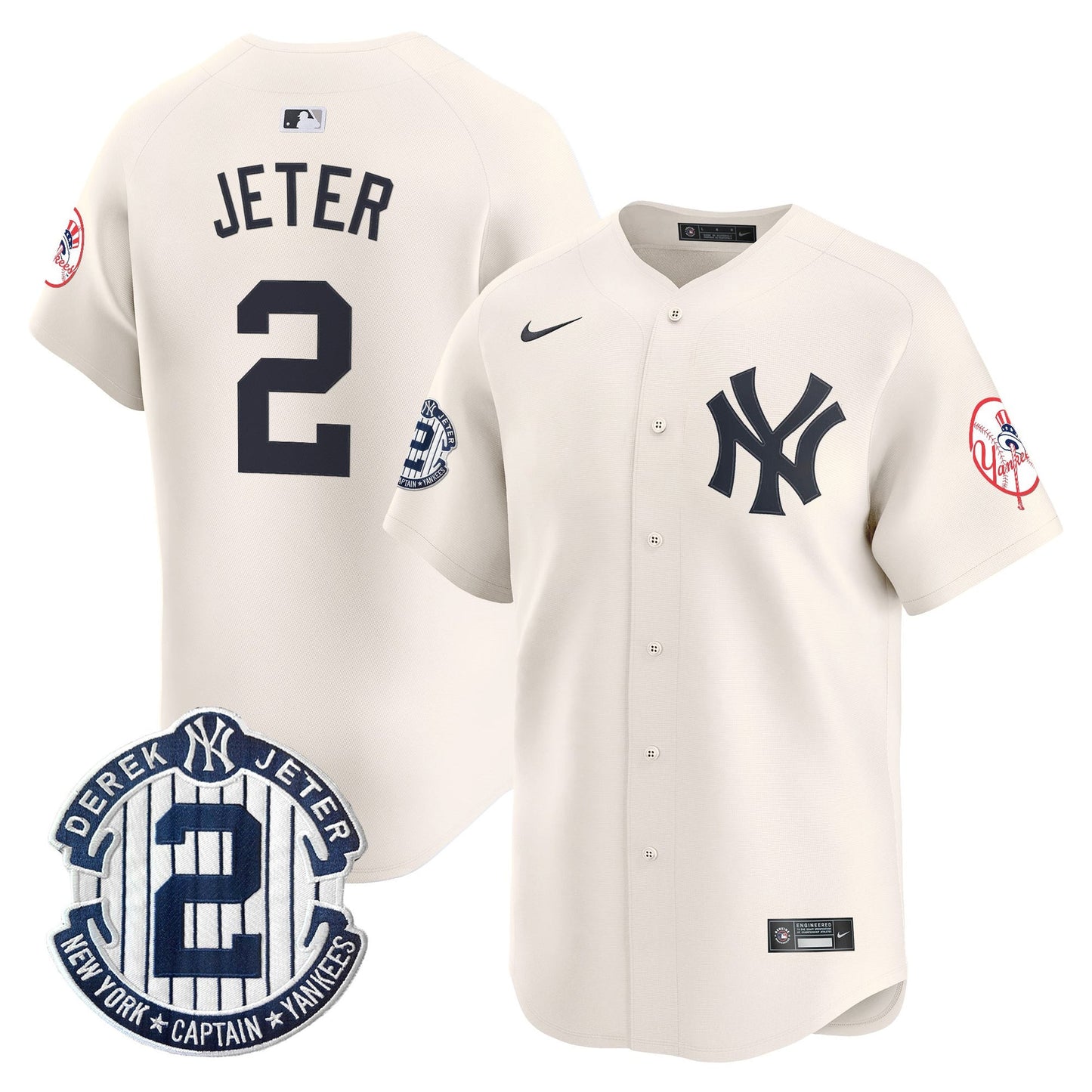 Men’s New York Throwback Vapor Premier Limited Jersey – Derek Jeter Patch