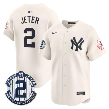 Men’s New York Throwback Vapor Premier Limited Jersey – Derek Jeter Patch