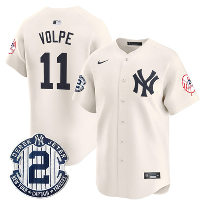 Men’s New York Throwback Vapor Premier Limited Jersey – Derek Jeter Patch