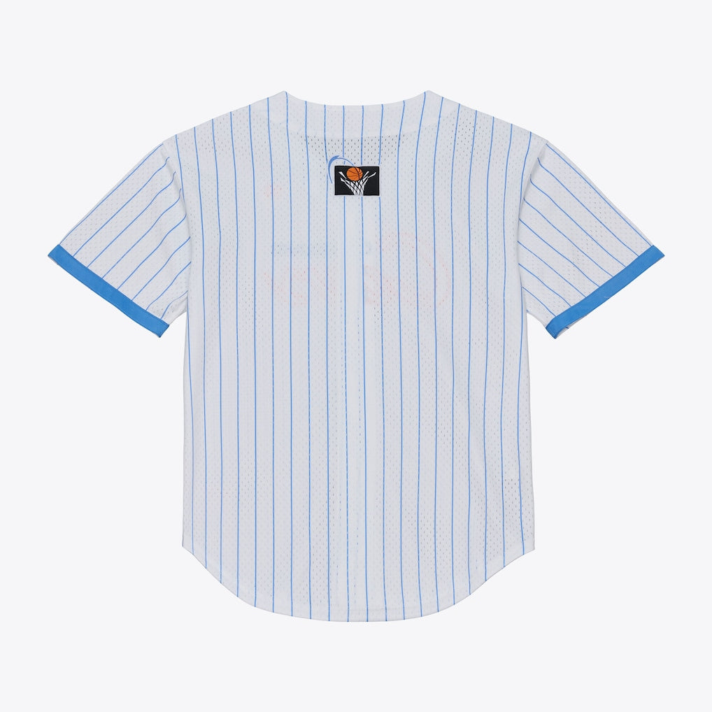 Men's Cleveland Cavaliers Mitchell & Ness White Head Coach Pinstripe Mesh Full-Button Baseball Jersey