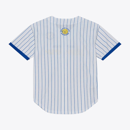 Men's Golden State Warriors Mitchell & Ness White Head Coach Pinstripe Mesh Full-Button Baseball Jersey