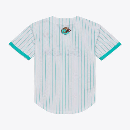 Men's Memphis Grizzlies Mitchell & Ness White Head Coach Pinstripe Mesh Full-Button Baseball Jersey