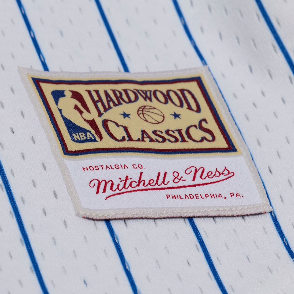 Men's Minnesota Timberwolves Mitchell & Ness White Head Coach Pinstripe Mesh Full-Button Baseball Jersey