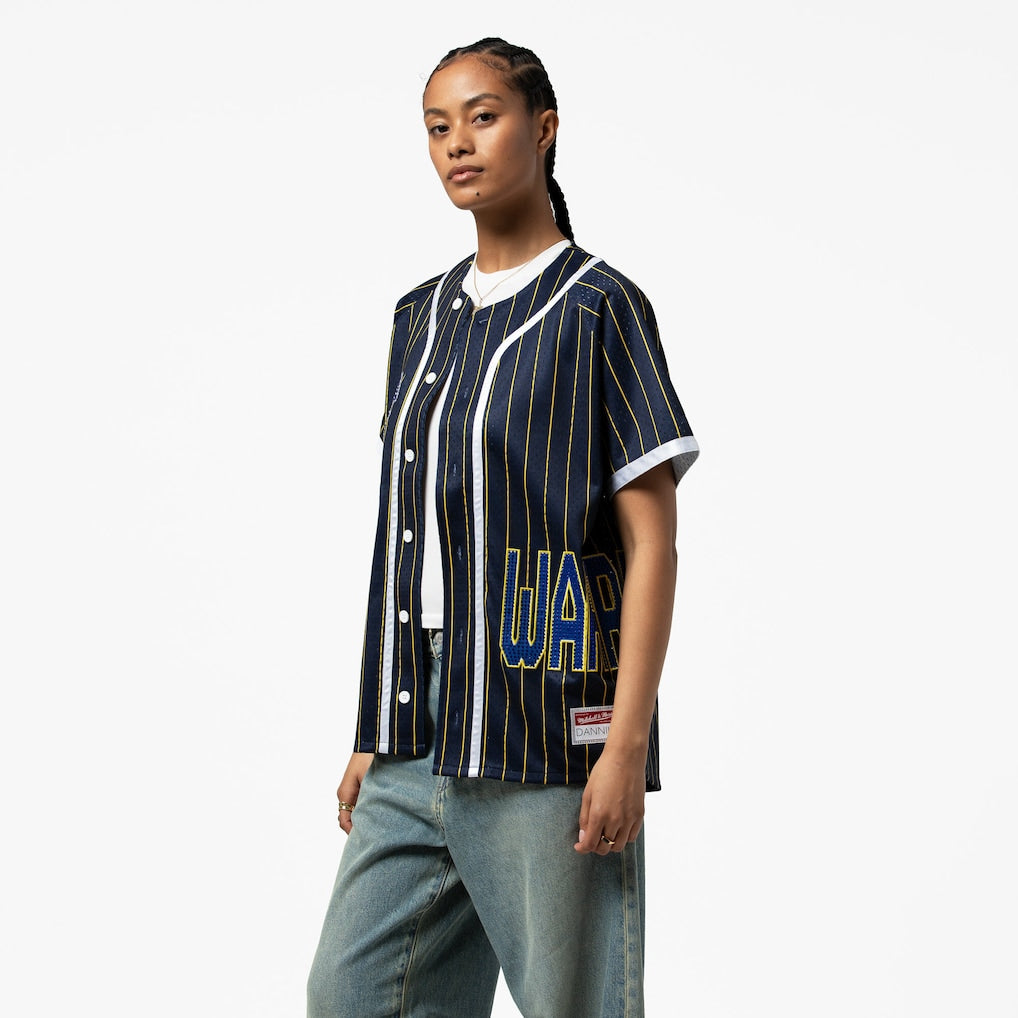 Women's Golden State Warriors Mitchell & Ness x DANNIJO Blue Fashion Baseball Jersey