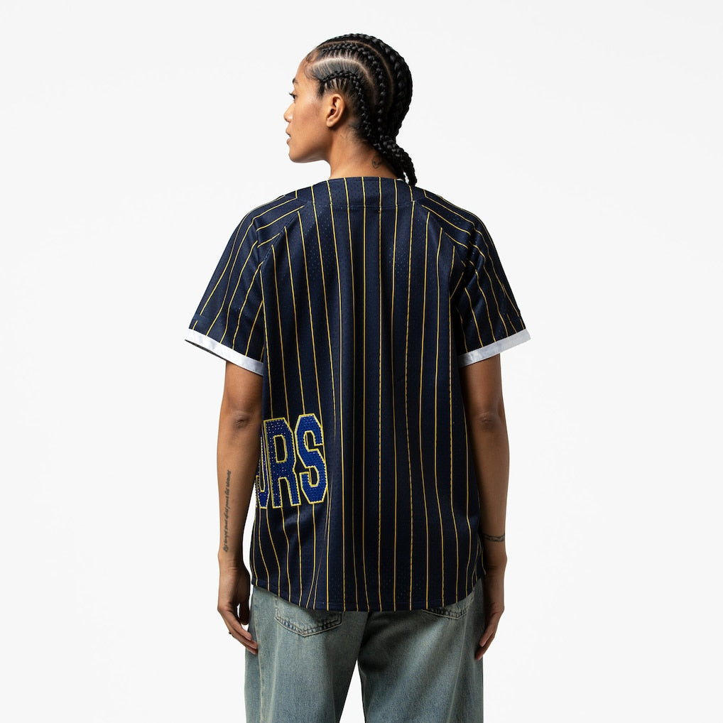 Women's Golden State Warriors Mitchell & Ness x DANNIJO Blue Fashion Baseball Jersey