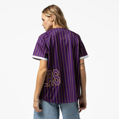Women's Los Angeles Lakers Mitchell & Ness x DANNIJO Purple Fashion Baseball Jersey