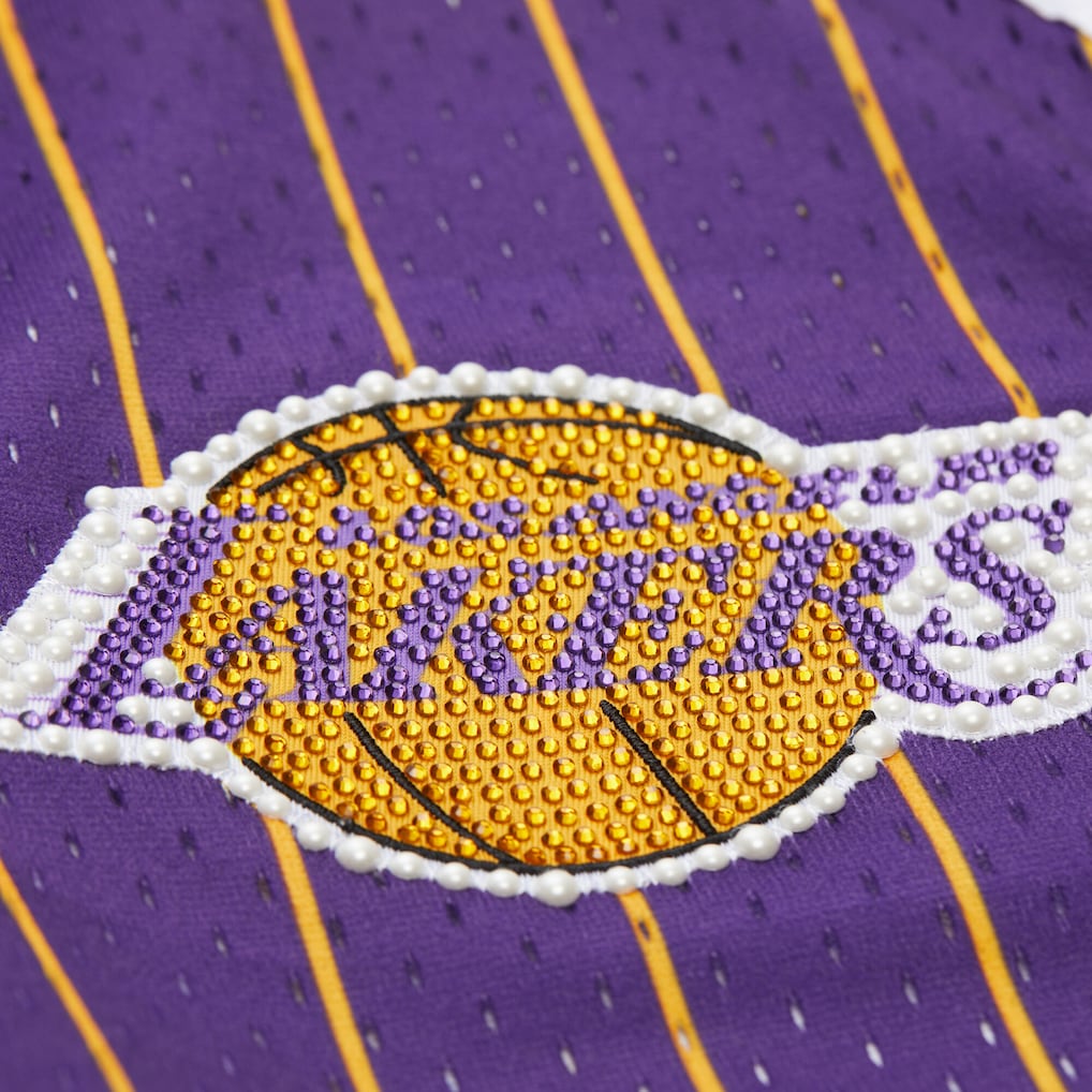 Women's Los Angeles Lakers Mitchell & Ness x DANNIJO Purple Fashion Baseball Jersey