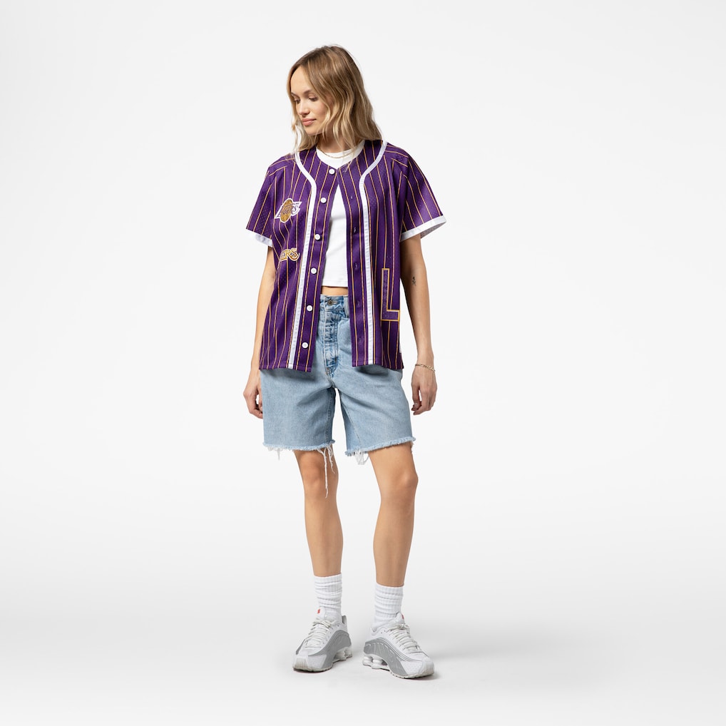 Women's Los Angeles Lakers Mitchell & Ness x DANNIJO Purple Fashion Baseball Jersey