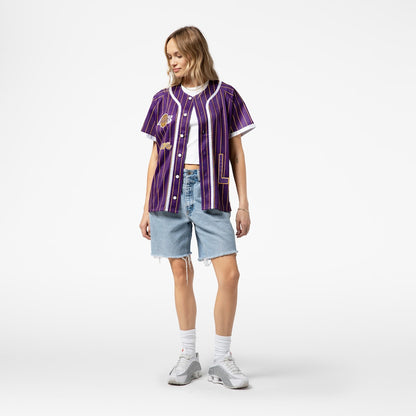 Women's Los Angeles Lakers Mitchell & Ness x DANNIJO Purple Fashion Baseball Jersey