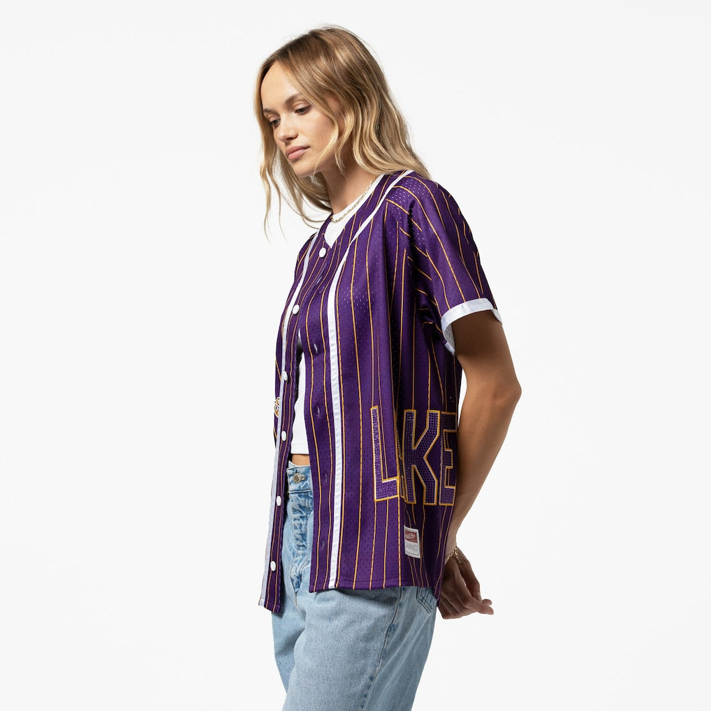 Women's Los Angeles Lakers Mitchell & Ness x DANNIJO Purple Fashion Baseball Jersey